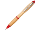 Ручка шариковая Nash из бамбука (красный/натуральный) 