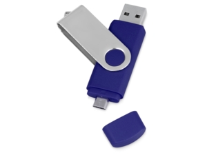 USB/micro USB-флешка на 16 Гб Квебек OTG (синий) 16Gb