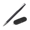 Набор ручка + флеш-карта 16 Гб в футляре, покрытие soft grip (черный) (Изображение 2)