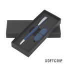 Набор ручка + флеш-карта 16 Гб в футляре, покрытие soft grip (темно-синий)