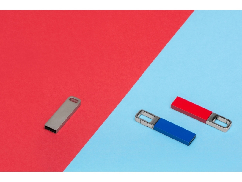 USB-флешка на 16 Гб Hook с карабином (красный/серебристый) 16Gb (Изображение 3)