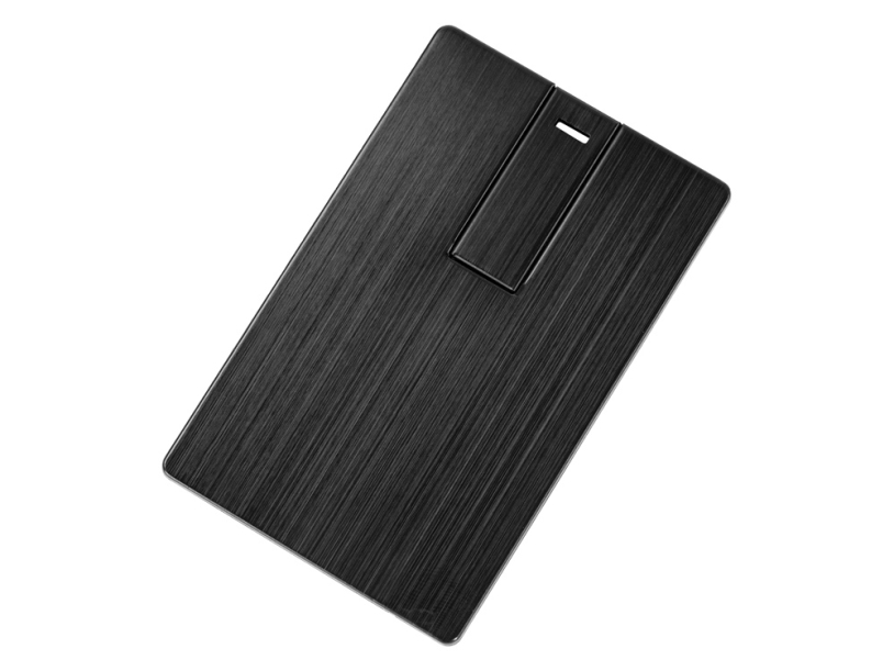 USB-флешка на 16 Гб Card Metal в виде металлической карты (черный) 16Gb (Изображение 1)