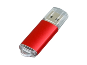USB 2.0- флешка на 16 Гб с прозрачным колпачком (красный) 16Gb