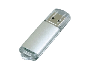 USB 2.0- флешка на 16 Гб с прозрачным колпачком (серебристый) 16Gb