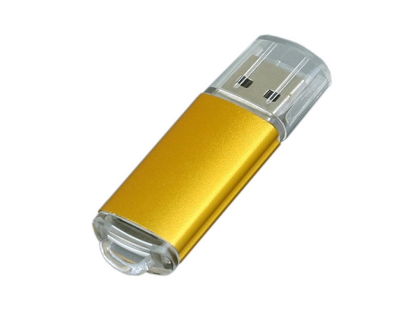 USB 2.0- флешка на 32 Гб с прозрачным колпачком (золотистый) 32Gb (Изображение 1)