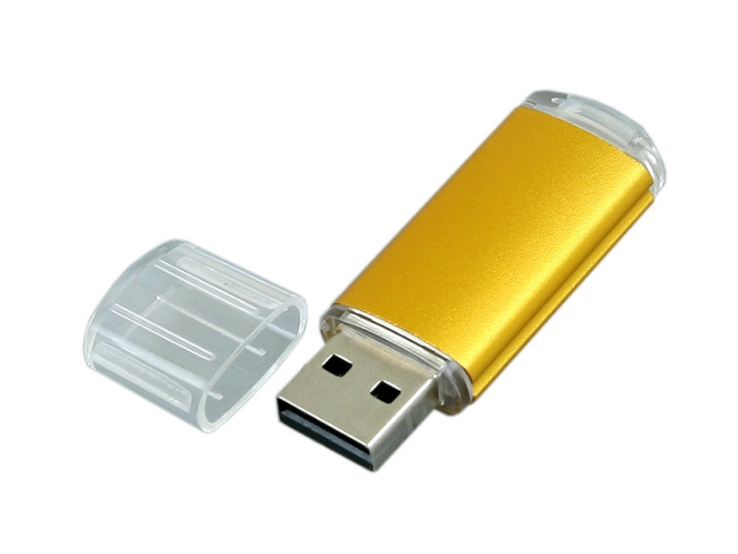 USB 2.0- флешка на 32 Гб с прозрачным колпачком (золотистый) 32Gb (Изображение 2)