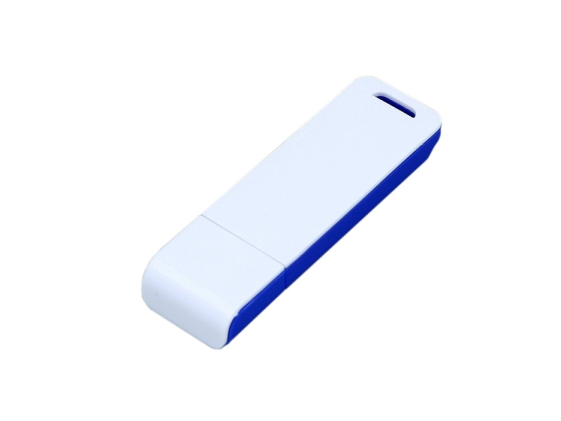 USB 2.0- флешка на 64 Гб с оригинальным двухцветным корпусом (синий/белый) 64Gb (Изображение 3)