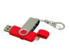 USB 2.0- флешка на 16 Гб с поворотным механизмом и дополнительным разъемом Micro USB (красный/серебристый) 16Gb (Изображение 2)