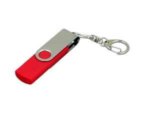 USB 2.0- флешка на 64 Гб с поворотным механизмом и дополнительным разъемом Micro USB (красный/серебристый) 64Gb