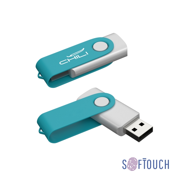 Флеш-карта "Vostok", объем памяти 16Gb, покрытие soft touch (бирюзовый) (Изображение 1)