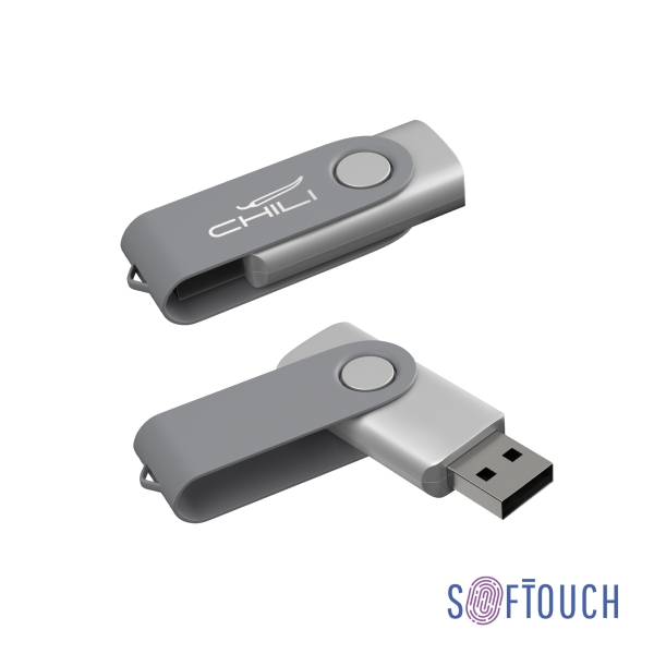 Флеш-карта "Vostok", объем памяти 16Gb, покрытие soft touch (серый) (Изображение 1)