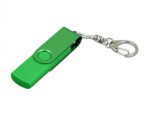 USB 2.0- флешка на 16 Гб с поворотным механизмом и дополнительным разъемом Micro USB (зеленый/зеленый) 16Gb