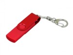 USB 2.0- флешка на 16 Гб с поворотным механизмом и дополнительным разъемом Micro USB (красный) 16Gb
