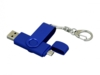 USB 2.0- флешка на 16 Гб с поворотным механизмом и дополнительным разъемом Micro USB (синий) 16Gb (Изображение 2)