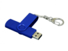 USB 2.0- флешка на 64 Гб с поворотным механизмом и дополнительным разъемом Micro USB (синий) 64Gb (Изображение 3)