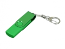 USB 2.0- флешка на 32 Гб с поворотным механизмом и дополнительным разъемом Micro USB (зеленый/зеленый) 32Gb