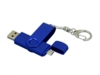 USB 2.0- флешка на 32 Гб с поворотным механизмом и дополнительным разъемом Micro USB (синий) 32Gb (Изображение 2)