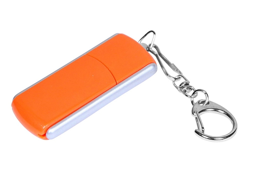 USB 2.0- флешка промо на 16 Гб с прямоугольной формы с выдвижным механизмом (оранжевый/серебристый) 16Gb (Изображение 1)