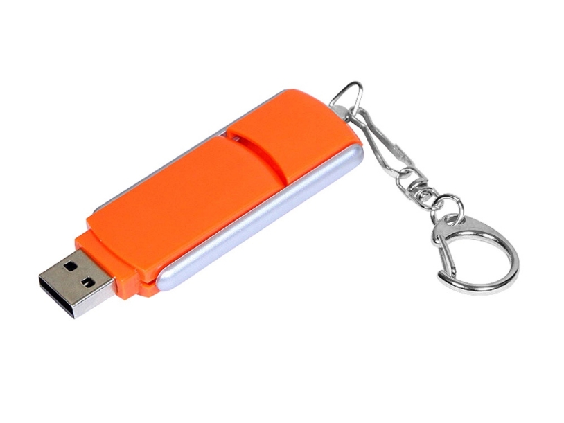 USB 2.0- флешка промо на 16 Гб с прямоугольной формы с выдвижным механизмом (оранжевый/серебристый) 16Gb (Изображение 2)