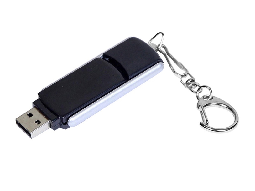 USB 2.0- флешка промо на 32 Гб с прямоугольной формы с выдвижным механизмом (черный/серебристый) 32Gb (Изображение 2)