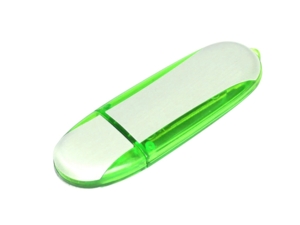 USB 2.0- флешка промо на 32 Гб овальной формы (зеленый/серебристый) 32Gb