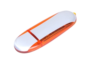 USB 2.0- флешка промо на 32 Гб овальной формы (оранжевый/серебристый) 32Gb