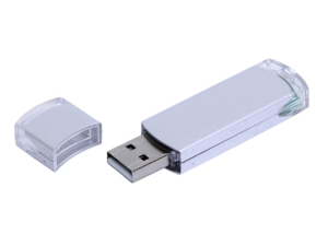 USB 2.0- флешка промо на 16 Гб прямоугольной классической формы (серебристый) 16Gb