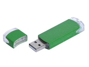 USB 2.0- флешка промо на 4 Гб прямоугольной классической формы (зеленый) 4Gb