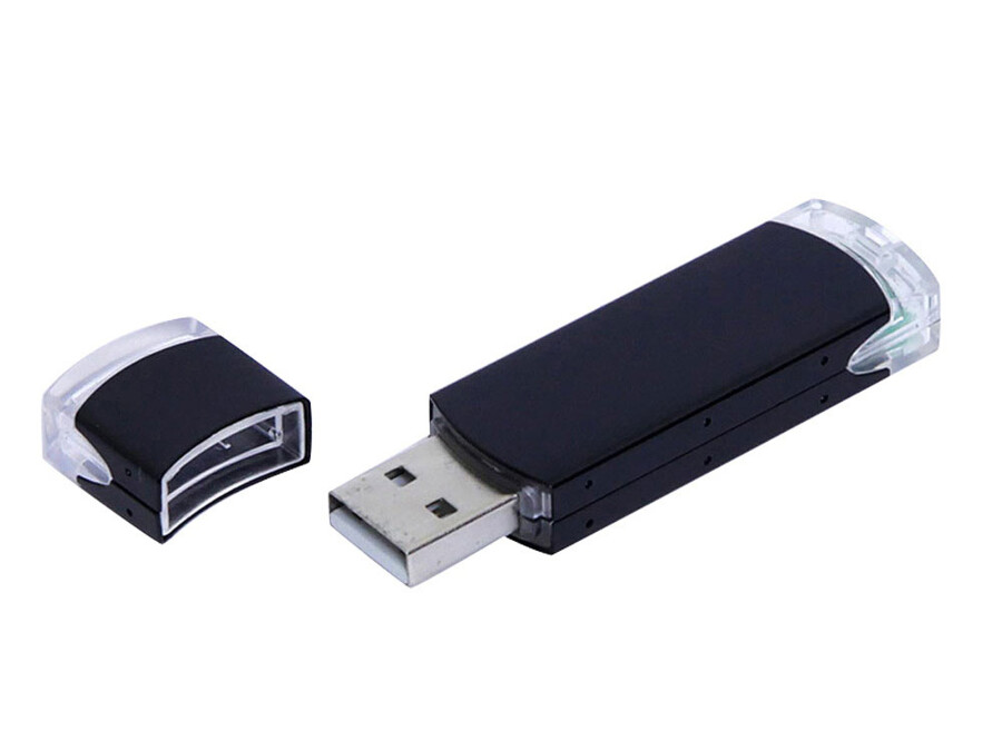 USB 2.0- флешка промо на 4 Гб прямоугольной классической формы (черный) 4Gb