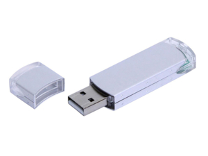 USB 2.0- флешка промо на 4 Гб прямоугольной классической формы (серебристый) 4Gb