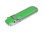 USB 2.0- флешка на 16 Гб с массивным классическим корпусом (зеленый/серебристый) 16Gb