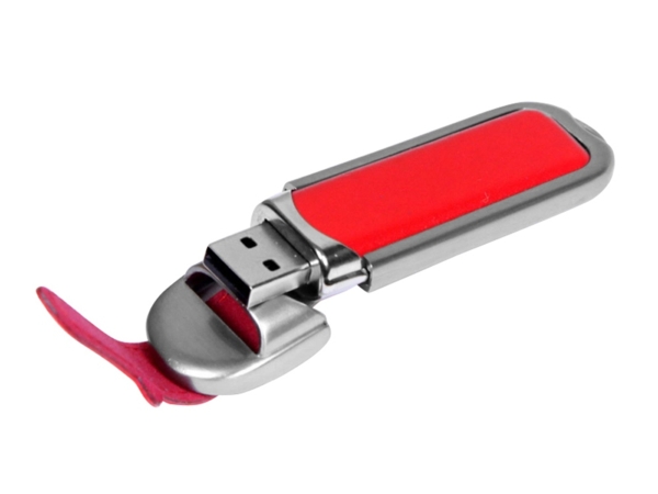 USB 2.0- флешка на 16 Гб с массивным классическим корпусом (красный/серебристый) 16Gb