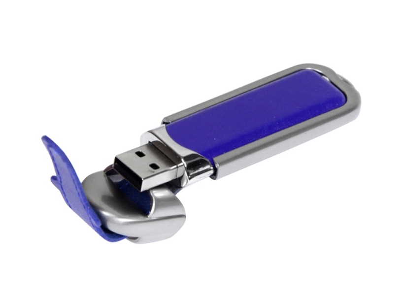 USB 2.0- флешка на 16 Гб с массивным классическим корпусом (синий/серебристый) 16Gb (Изображение 2)