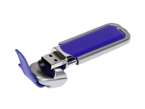 USB 2.0- флешка на 64 Гб с массивным классическим корпусом (синий/серебристый) 64Gb