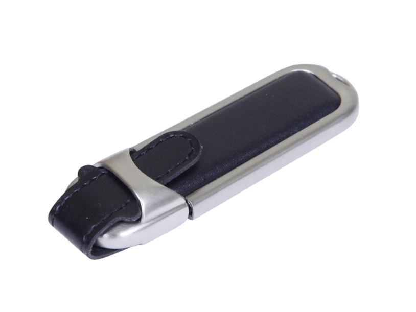 USB 2.0- флешка на 32 Гб с массивным классическим корпусом (черный/серебристый) 32Gb (Изображение 1)