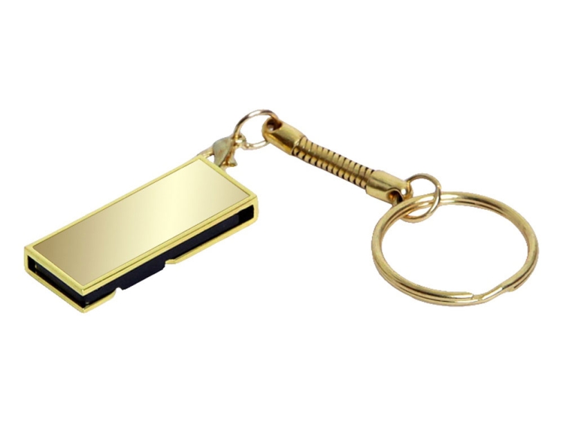 USB 2.0- флешка на 8 Гб с поворотным механизмом и зеркальным покрытием (золотистый) 8Gb (Изображение 1)