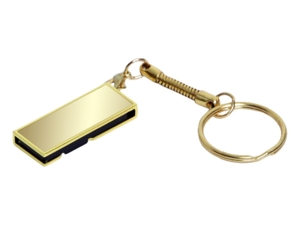 USB 2.0- флешка на 64 Гб с поворотным механизмом и зеркальным покрытием (золотистый) 64Gb