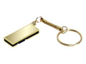 USB 2.0- флешка на 16 Гб с поворотным механизмом и зеркальным покрытием (золотистый) 16Gb