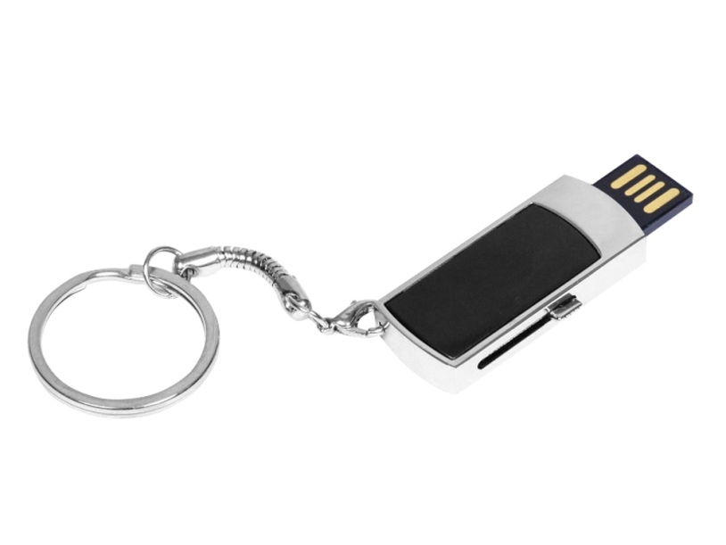 USB 2.0- флешка на 64 Гб с выдвижным механизмом и мини чипом (черный/серебристый) 64Gb (Изображение 2)