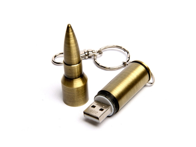 USB 2.0- флешка на 64 Гб в виде патрона от АК-47 (бронзовый) 64Gb (Изображение 2)