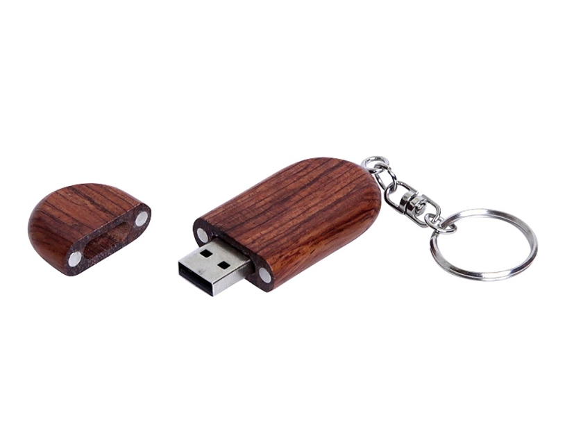 USB 2.0- флешка на 32 Гб овальной формы и колпачком с магнитом (коричневый) 32Gb (Изображение 2)