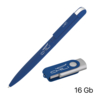 Набор ручка + флеш-карта 16 Гб в футляре, покрытие soft touch (темно-синий) (Изображение 2)
