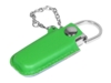 USB 2.0- флешка на 16 Гб в массивном корпусе с кожаным чехлом (зеленый/серебристый) 16Gb (Изображение 1)