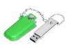 USB 2.0- флешка на 16 Гб в массивном корпусе с кожаным чехлом (зеленый/серебристый) 16Gb (Изображение 2)
