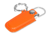 USB 2.0- флешка на 8 Гб в массивном корпусе с кожаным чехлом (оранжевый/серебристый) 8Gb (Изображение 1)