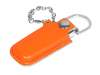 USB 2.0- флешка на 8 Гб в массивном корпусе с кожаным чехлом (оранжевый/серебристый) 8Gb (Изображение 1)