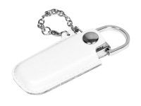 USB 2.0- флешка на 32 Гб в массивном корпусе с кожаным чехлом (серебристый/белый) 32Gb