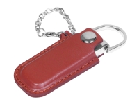 USB 2.0- флешка на 32 Гб в массивном корпусе с кожаным чехлом (коричневый/серебристый) 32Gb