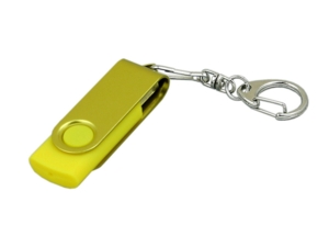 USB 2.0- флешка промо на 16 Гб с поворотным механизмом и однотонным металлическим клипом (желтый/желтый) 16Gb