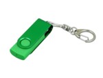 USB 2.0- флешка промо на 16 Гб с поворотным механизмом и однотонным металлическим клипом (зеленый/зеленый) 16Gb